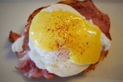 Canadian bacon eggs Benedict with Hollandaise sauce