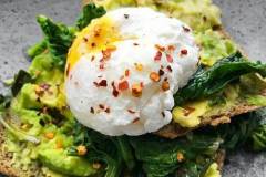 Poached eggs avocado and spinach