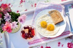 Sunny side up with fruit salad