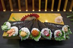 Temaki sushi hand rolls