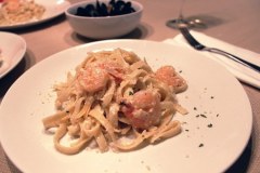 Fettuccine Alfredo with shrimps