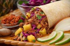 Hawaiian burrito pineapple and kolua pig