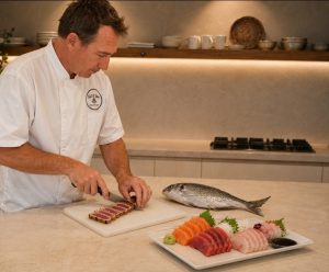 Private Chef Johnny creating an Ahi Dish